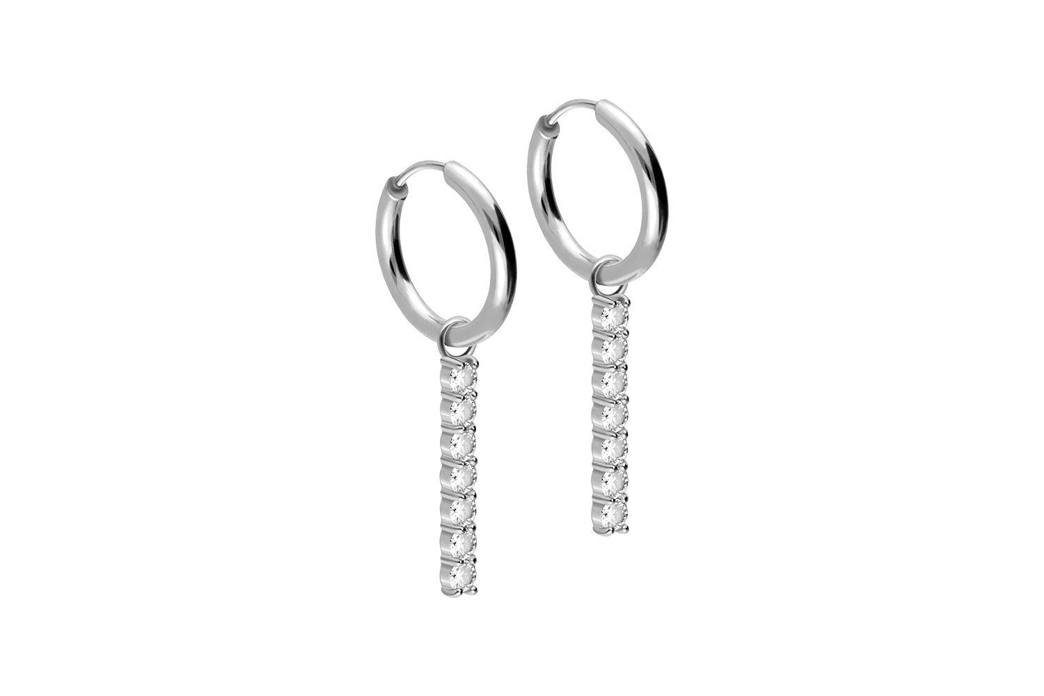 Chirurgenstahl Ohrclicker Creolen KRISTALLBALKEN von Piercingline